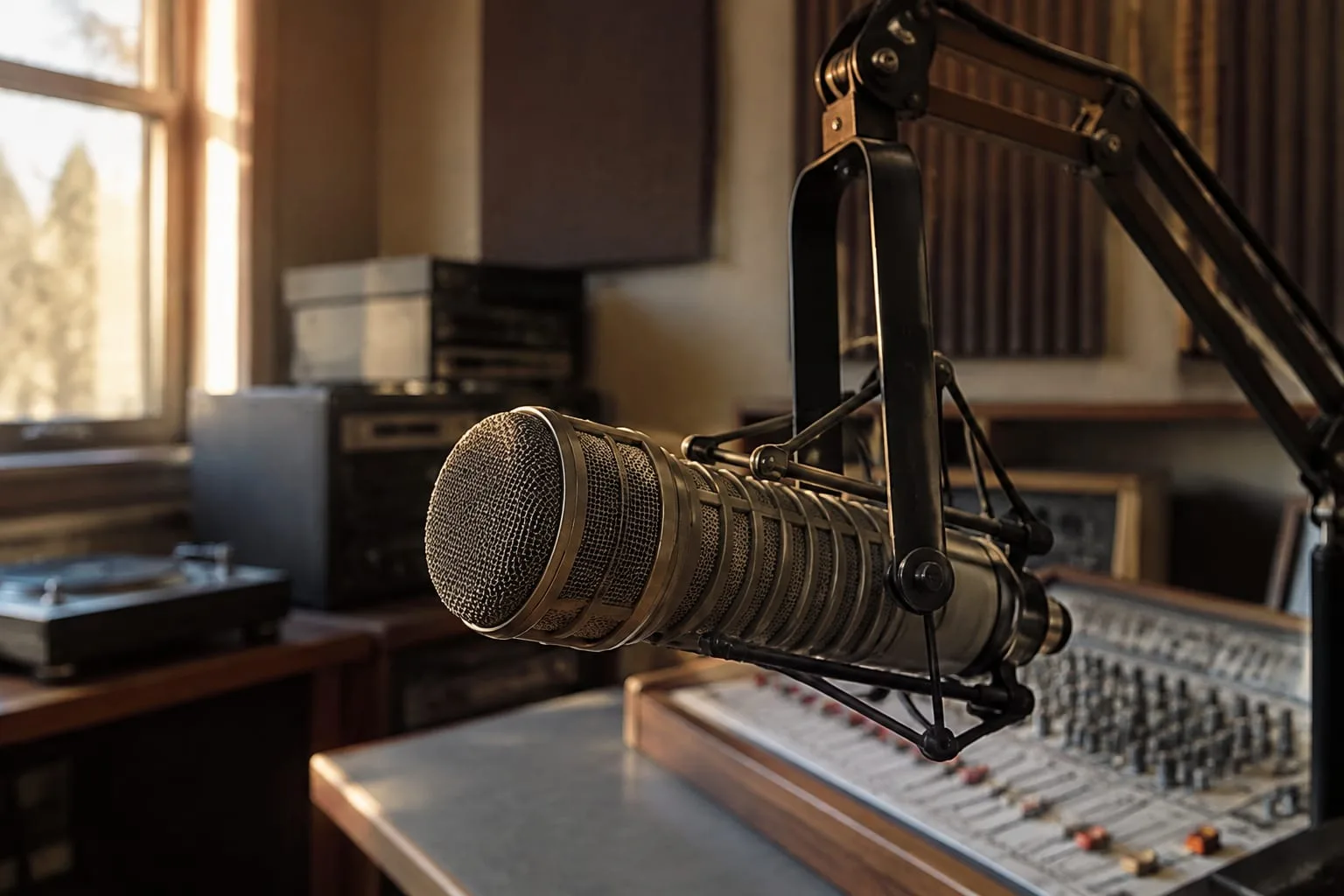 Microfon din studioul radio